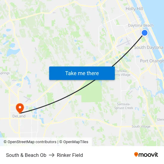 South & Beach Ob to Rinker Field map