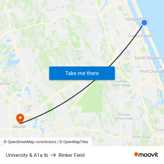 University & A1a Ib to Rinker Field map