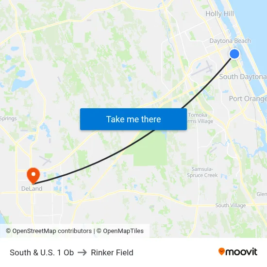South & U.S. 1 Ob to Rinker Field map