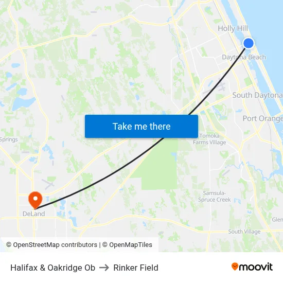 Halifax & Oakridge Ob to Rinker Field map