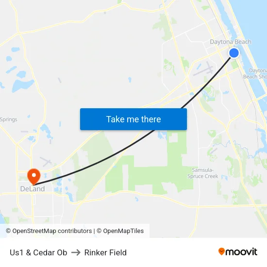 Us1 & Cedar Ob to Rinker Field map