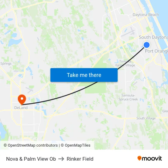 Nova & Palm View Ob to Rinker Field map