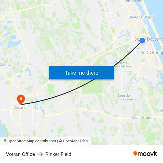 Votran Office to Rinker Field map