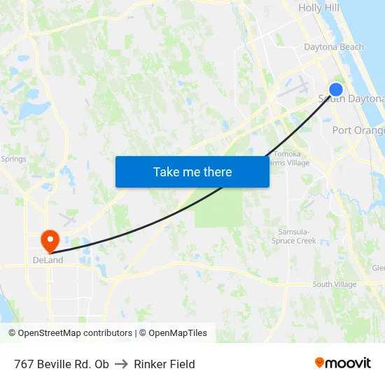 767 Beville Rd. Ob to Rinker Field map