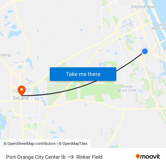 Port Orange City Center Ib to Rinker Field map