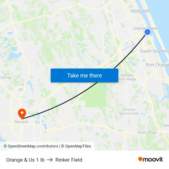 Orange & Us 1 Ib to Rinker Field map