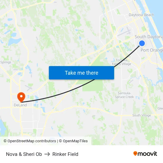 Nova & Sheri Ob to Rinker Field map