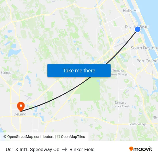 Us1 & Int'L Speedway  Ob to Rinker Field map