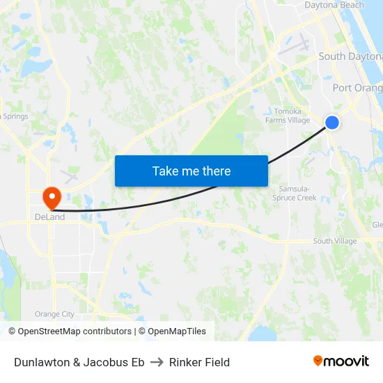Dunlawton & Jacobus Eb to Rinker Field map
