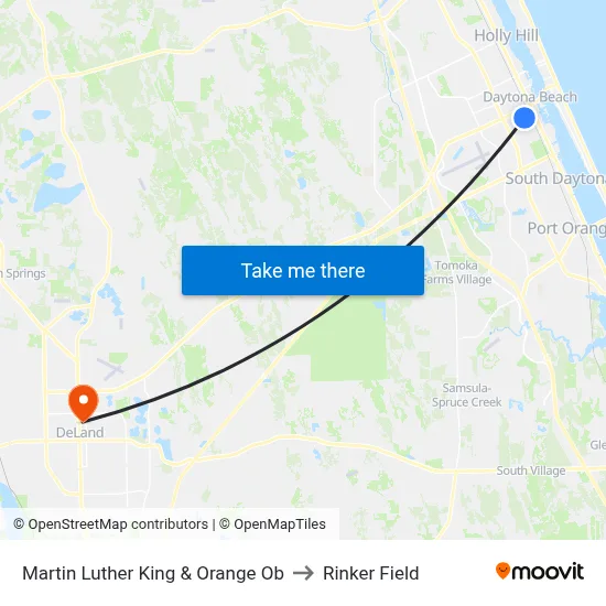Martin Luther King & Orange Ob to Rinker Field map