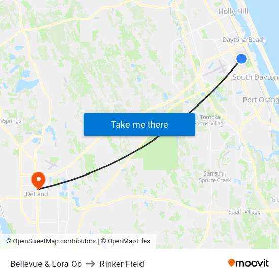 Bellevue & Lora Ob to Rinker Field map