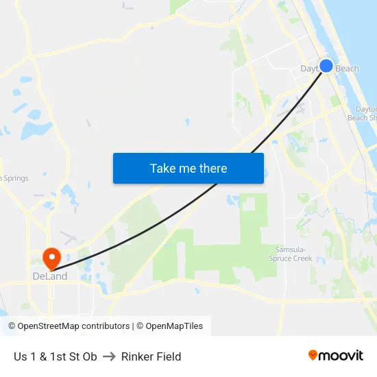 Us 1 & 1st St Ob to Rinker Field map