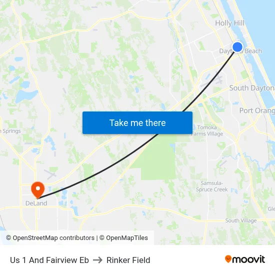 Us 1 And Fairview  Eb to Rinker Field map