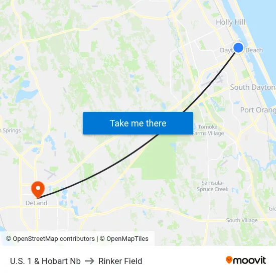 U.S. 1 & Hobart Nb to Rinker Field map