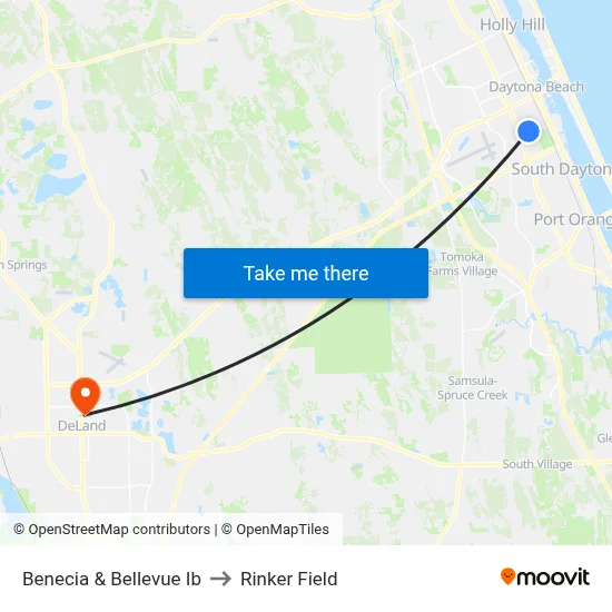 Benecia & Bellevue Ib to Rinker Field map