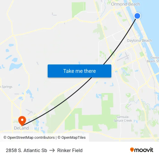 2858 S. Atlantic Sb to Rinker Field map