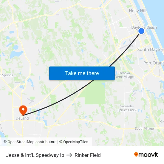 Jesse & Int'L Speedway Ib to Rinker Field map