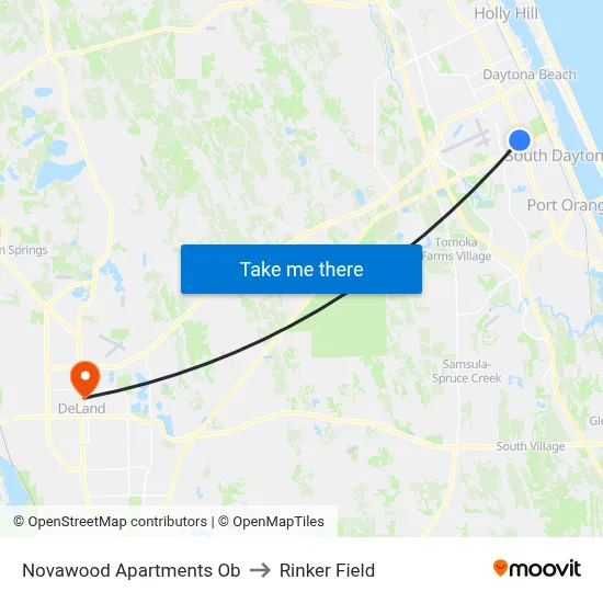Novawood Apartments Ob to Rinker Field map