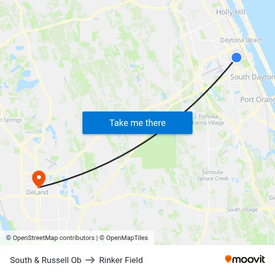 South & Russell Ob to Rinker Field map