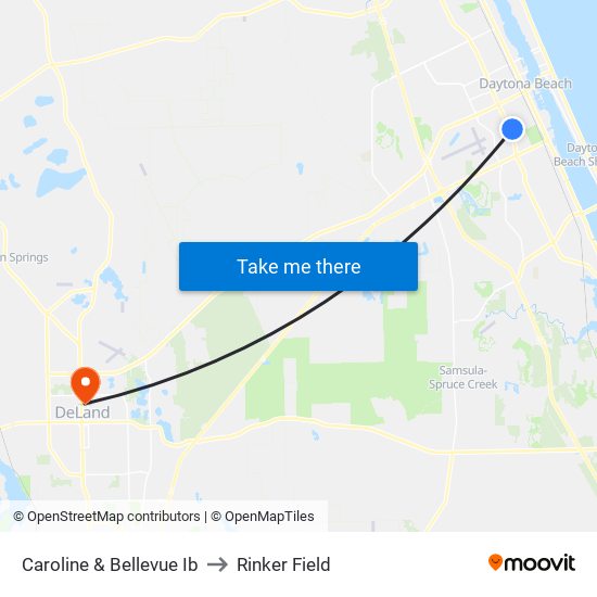 Caroline & Bellevue Ib to Rinker Field map