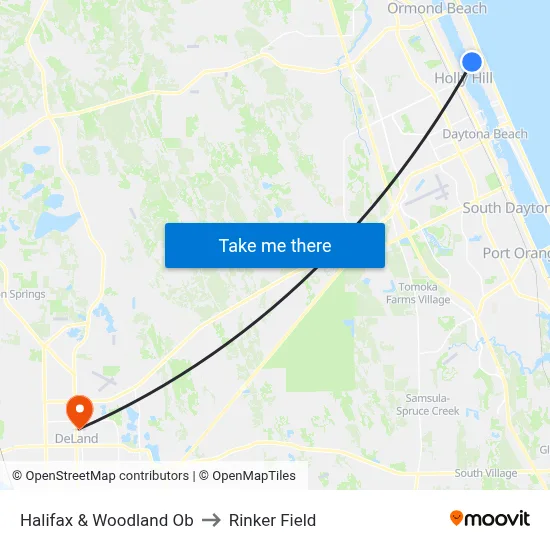 Halifax & Woodland Ob to Rinker Field map