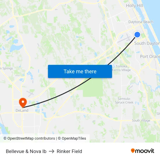 Bellevue & Nova Ib to Rinker Field map
