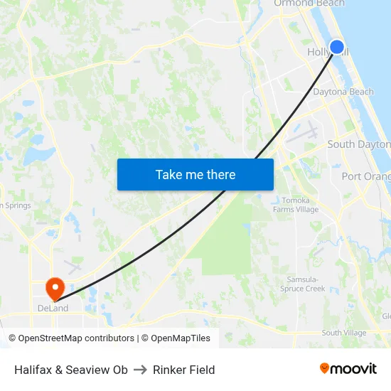 Halifax & Seaview Ob to Rinker Field map