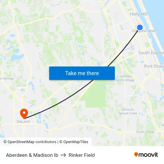 Aberdeen & Madison Ib to Rinker Field map