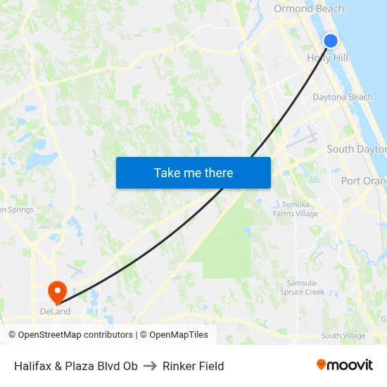 Halifax & Plaza Blvd Ob to Rinker Field map