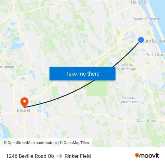 1246 Beville Road Ob to Rinker Field map