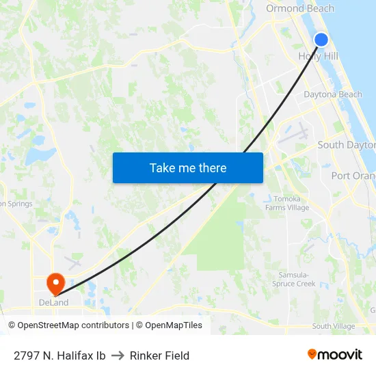 2797 N. Halifax Ib to Rinker Field map