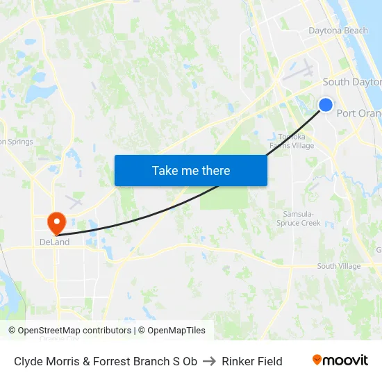 Clyde Morris & Forrest Branch S Ob to Rinker Field map