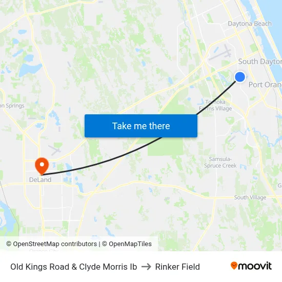Old Kings Road & Clyde Morris Ib to Rinker Field map
