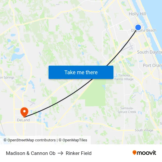 Madison & Cannon Ob to Rinker Field map