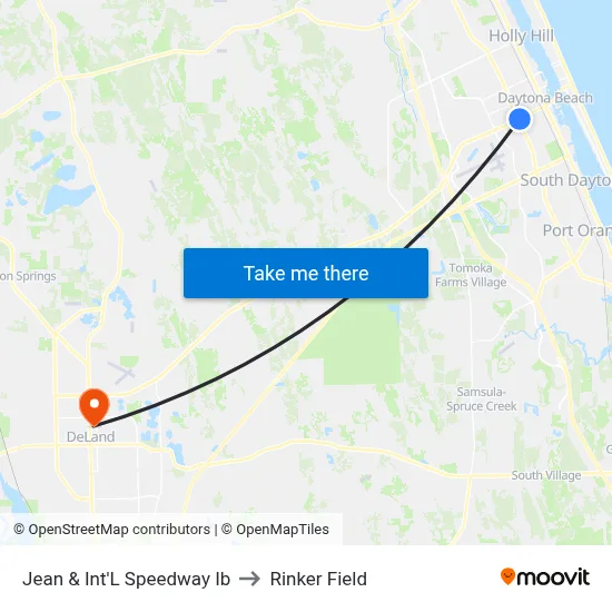 Jean & Int'L Speedway Ib to Rinker Field map