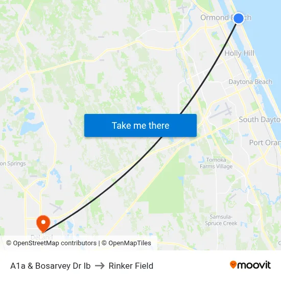 A1a & Bosarvey Dr Ib to Rinker Field map