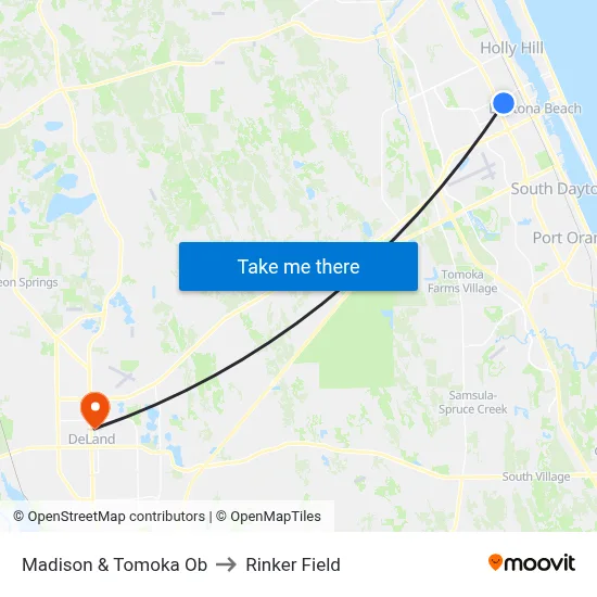 Madison & Tomoka Ob to Rinker Field map