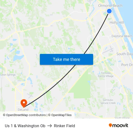 Us 1 & Washington Ob to Rinker Field map