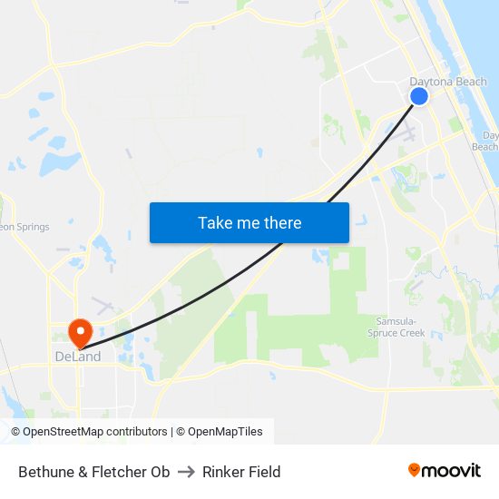 Bethune & Fletcher Ob to Rinker Field map