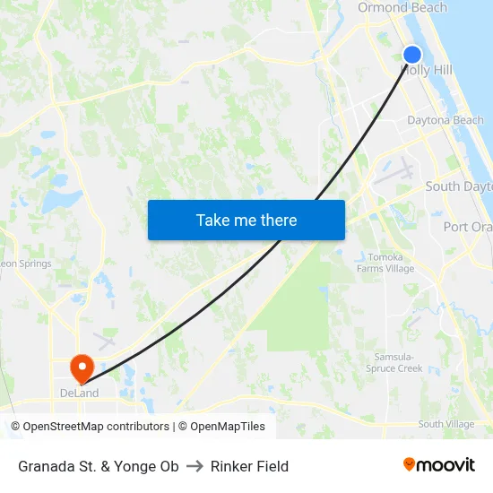 Granada St. & Yonge Ob to Rinker Field map