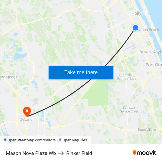 Mason Nova Plaza Wb to Rinker Field map