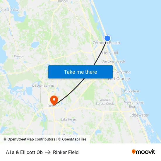 A1a & Ellicott Ob to Rinker Field map