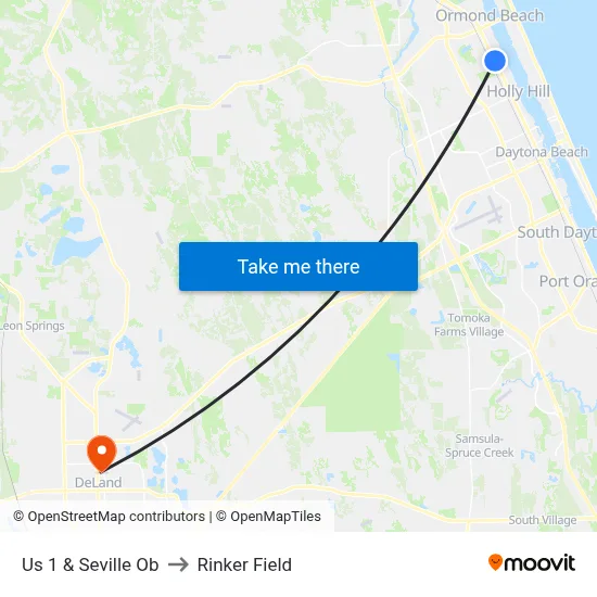 Us 1 & Seville Ob to Rinker Field map