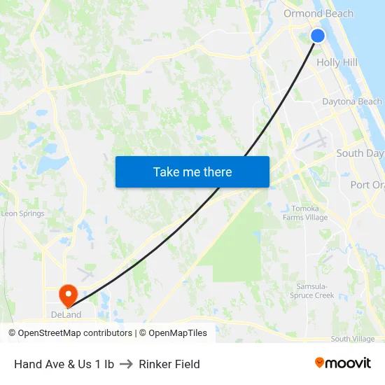 Hand Ave & Us 1 Ib to Rinker Field map