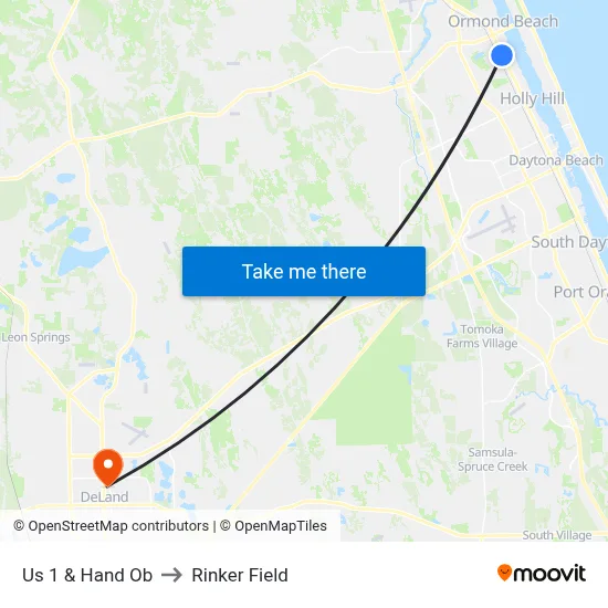 Us 1 & Hand Ob to Rinker Field map