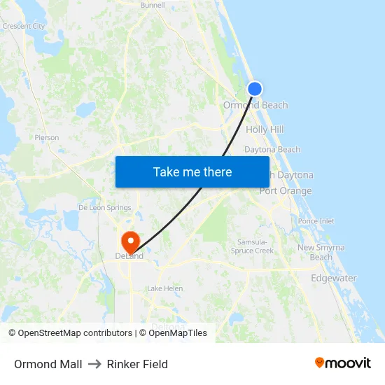 Ormond Mall to Rinker Field map
