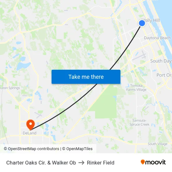 Charter Oaks Cir. & Walker Ob to Rinker Field map