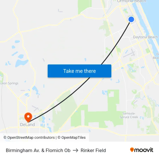 Birmingham Av. & Flomich Ob to Rinker Field map