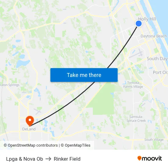 Lpga & Nova Ob to Rinker Field map