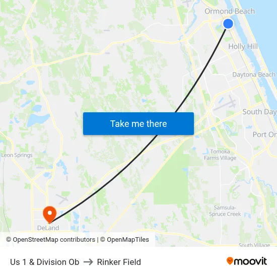 Us 1 & Division Ob to Rinker Field map